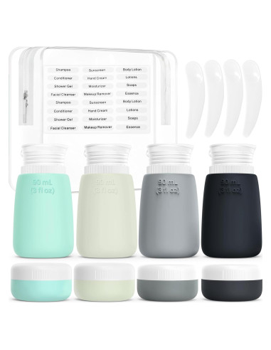 Botellas de Viaje WLEAD - 8 Contenedores Silicona A Prueba de Fugas