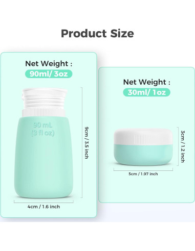 Botellas de Viaje WLEAD - 8 Contenedores Silicona A Prueba de Fugas