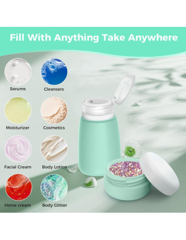 Botellas de Viaje WLEAD - 8 Contenedores Silicona A Prueba de Fugas