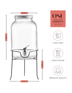 Dispensador de Bebidas de Vidrio Style Setter 3.78L con Grifo 2