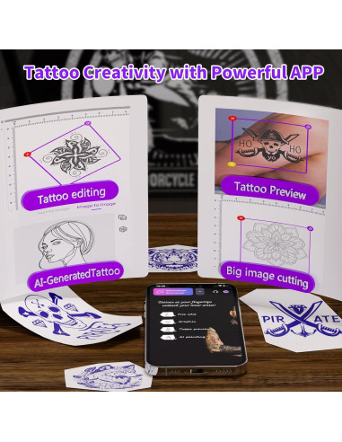 Impresora de Plantillas de Tatuaje JADENS Bluetooth 40 Hojas