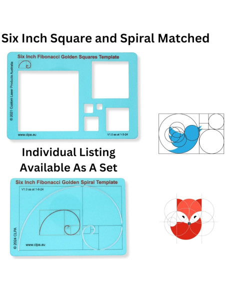 Plantilla Cuadrada de 15 cm MTT PL para Dibujo Fibonacci