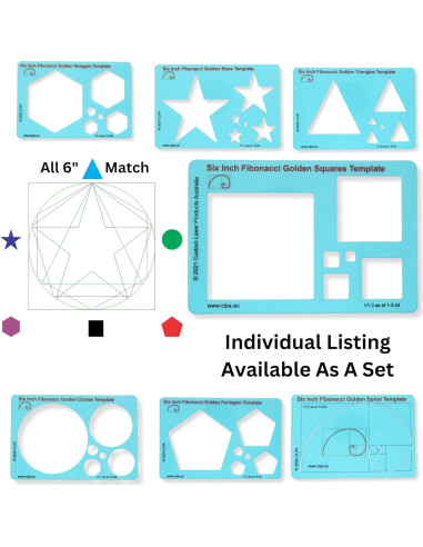 Plantilla Cuadrada de 15 cm MTT PL para Dibujo Fibonacci