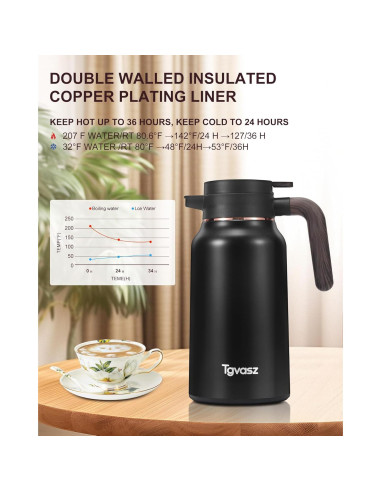Jarra Térmica 2.1L Tgvasz Negra - Aislada 36h Caliente