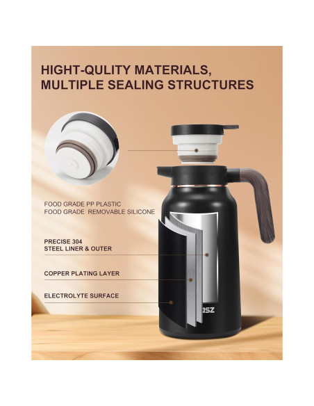 Jarra Térmica 2.1L Tgvasz Negra - Aislada 36h Caliente