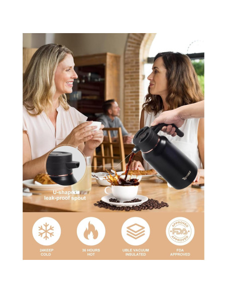 Jarra Térmica 2.1L Tgvasz Negra - Aislada 36h Caliente