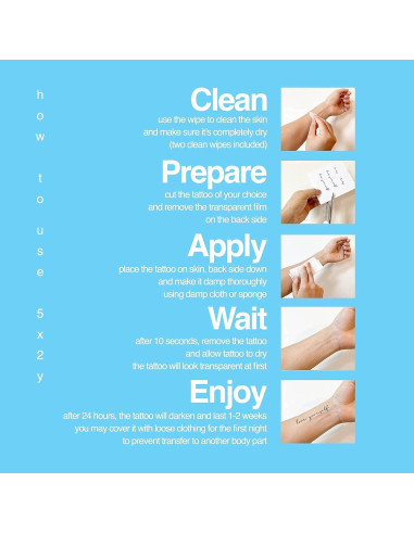 Tatuajes Temporales Semipermanentes 5X2Y - Impermeables 11x10 cm