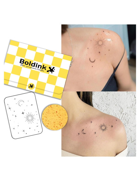 Tatuajes Semipermanentes Boldink Sol y Luna 1 - 7-14 Días