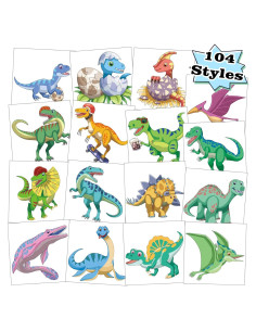 104 Tatuajes Temporales de Dinosaurios Kopokita para Niños