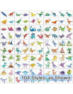 104 Tatuajes Temporales de Dinosaurios Kopokita para Niños 2