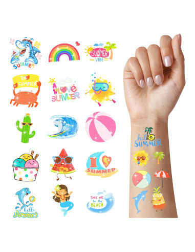 120 Tatuajes Temporales Brillantes TATUWST para Niños - Fiesta de Verano