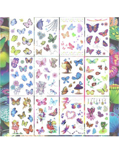 Tatuajes Temporales Brillantes de Mariposa Ooopsiun - 12 Hojas 2