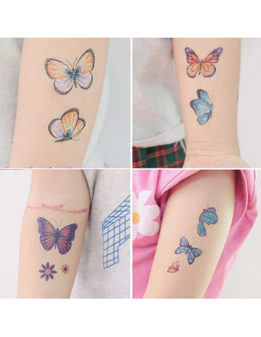 Tatuajes Temporales Brillantes de Mariposa Ooopsiun - 12 Hojas
