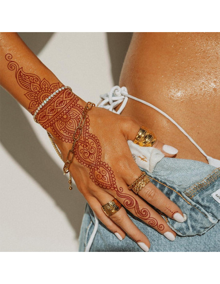 12 Hojas de Tatuajes Temporales de Henna Marrón CHARLENT