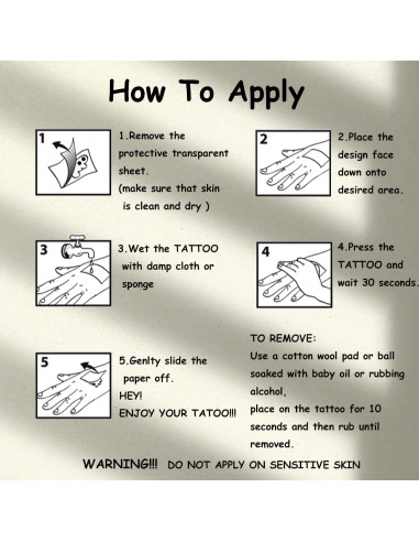 12 Hojas de Tatuajes Temporales de Henna Marrón CHARLENT