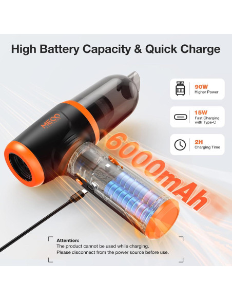 Aspiradora de Mano MECO ELEVERDE 4 en 1 16000PA Naranja