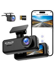 Cámara de Tablero Delantera 4K y Trasera 1080P Penemay