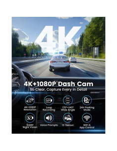 Cámara de Tablero Delantera 4K y Trasera 1080P Penemay 2