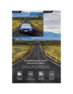 Cámara Dash Milerong A25 Delantera y Trasera 1080P FHD 2