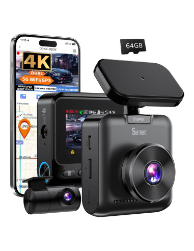 Cámara Dash Sarmert C2 4K Doble Lente GPS WiFi 5G 64GB