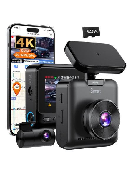 Cámara Dash Sarmert C2 4K Doble Lente GPS WiFi 5G 64GB
