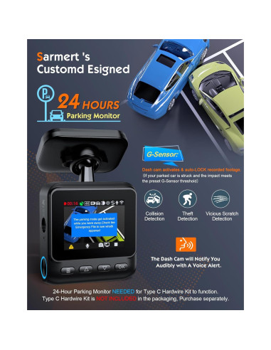Cámara Dash Sarmert C2 4K Doble Lente GPS WiFi 5G 64GB