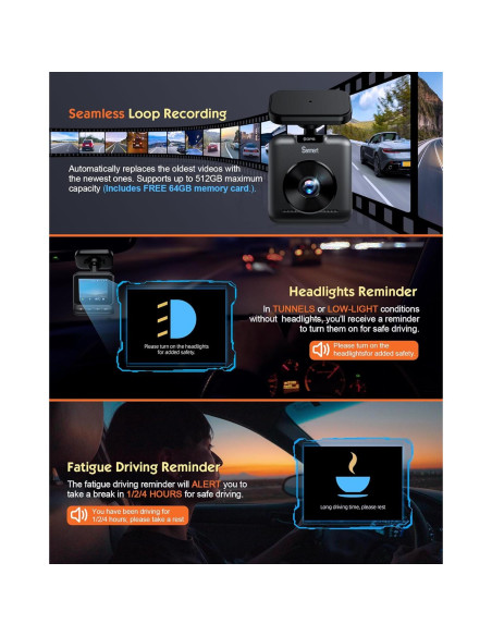 Cámara Dash Sarmert C2 4K Doble Lente GPS WiFi 5G 64GB