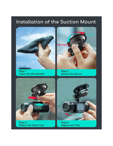 Soporte para cámara de tablero COOAU con ventosa y 3M