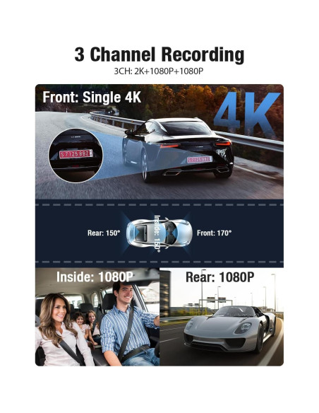 Cámara Dash OMBAR M572 3 Canales 2K+1080P GPS WiFi 5G