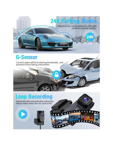 Cámara Dash OMBAR M572 3 Canales 2K+1080P GPS WiFi 5G