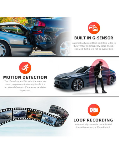 Cámara Dash Espejo Retrovisor Zunfly 1080P 12" WiFi GPS