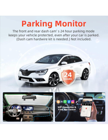 Cámara Dash Espejo Retrovisor Zunfly 1080P 12" WiFi GPS