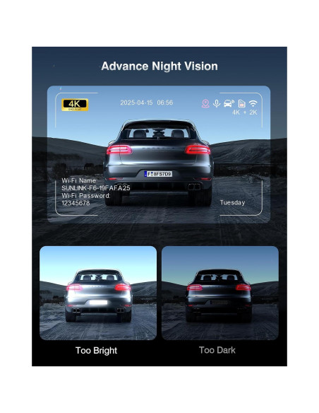 Cámara Dash 4K Doble FAIMEE con GPS y WiFi 5.8GHz Cámara Dash 4K Doble FAIMEE con GPS y WiFi 5.8GHz