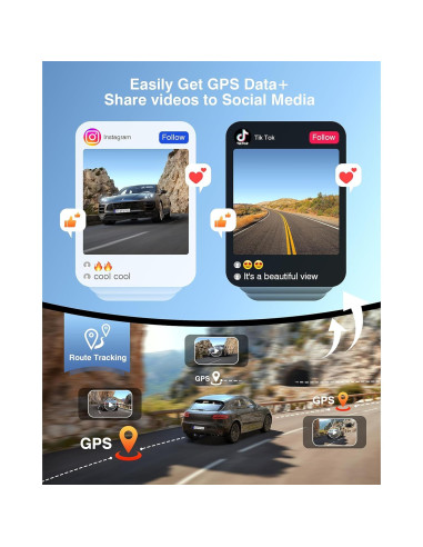 Cámara Dash 4K Doble FAIMEE con GPS y WiFi 5.8GHz