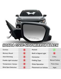 Espejo Lateral Derecho Honda Civic 2016-2021 MOFOAP con Cámara 2