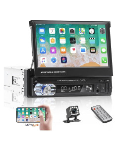 Estéreo de coche NHOPEEW 1 Din Bluetooth 7" con cámara reversa