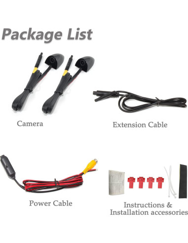 Cámara Lateral EWAY para Auto - Paquete de 2, IP68, 120