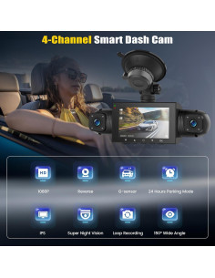 Cámara Dash 4 Canales AMprime 1080P con Visión Nocturna 2