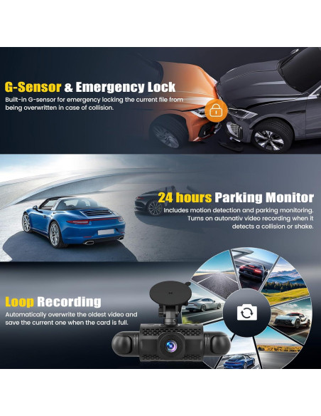 Cámara Dash 4 Canales AMprime 1080P con Visión Nocturna