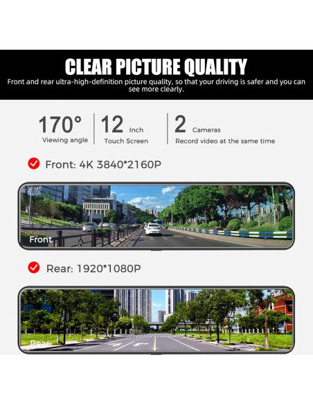 Cámara de Espejo Retrovisor 4K LNBEI con GPS y Wi-Fi