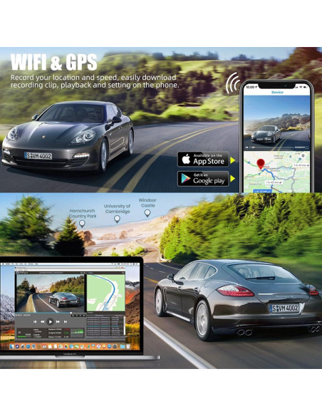 Cámara de Espejo Retrovisor 4K LNBEI con GPS y Wi-Fi