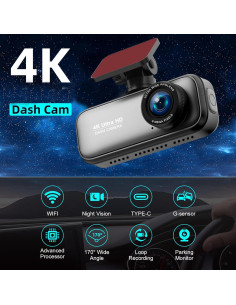 Cámara Dash Doble 4K/1080P VIKEWE con Tarjeta 64GB 2