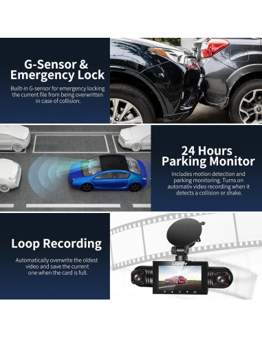 Cámara Dash 360 LOFOV 4 Canales FHD 1080P con SD 64GB