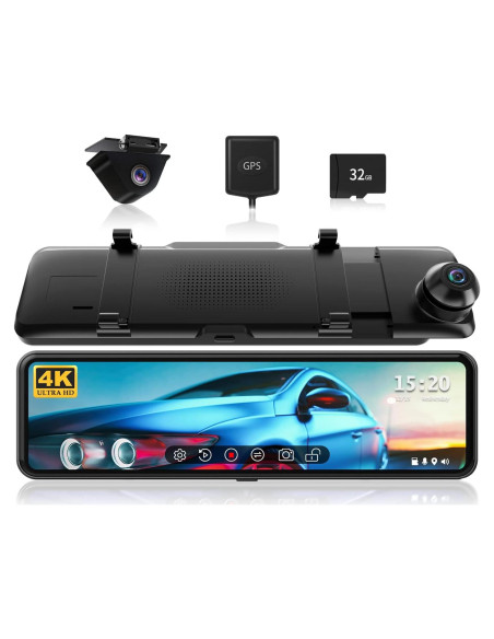 Cámara de Espejo Retrovisor REDTIGER T700 4K 11" GPS Dual