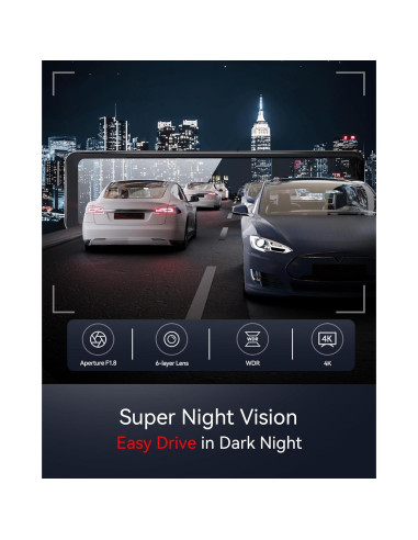 Cámara de Espejo Retrovisor REDTIGER T700 4K 11" GPS Dual