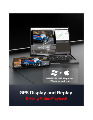 Cámara de Espejo Retrovisor REDTIGER T700 4K 11" GPS Dual