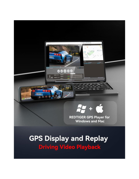 Cámara de Espejo Retrovisor REDTIGER T700 4K 11" GPS Dual