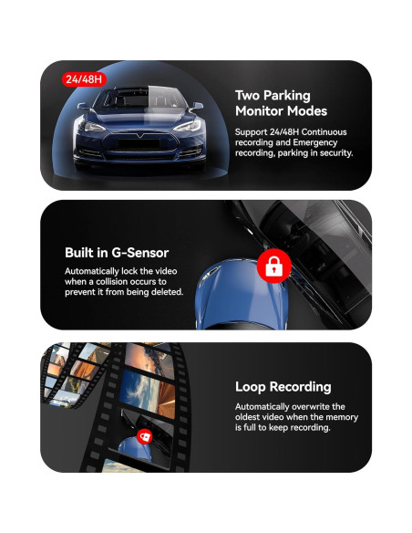 Cámara de Espejo Retrovisor REDTIGER T700 4K 11" GPS Dual