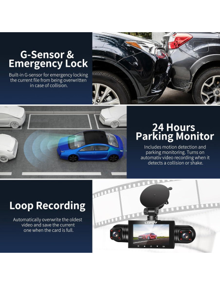 Cámara Dash 360 4 Canales LOFOV FHD 1080P con SD 64GB