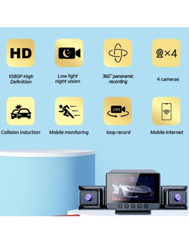 Cámara de Tablero Delantera y Trasera 1080P Yue Lin 360